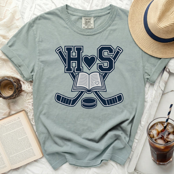 H+S Heart & Hockey Tee in Bay