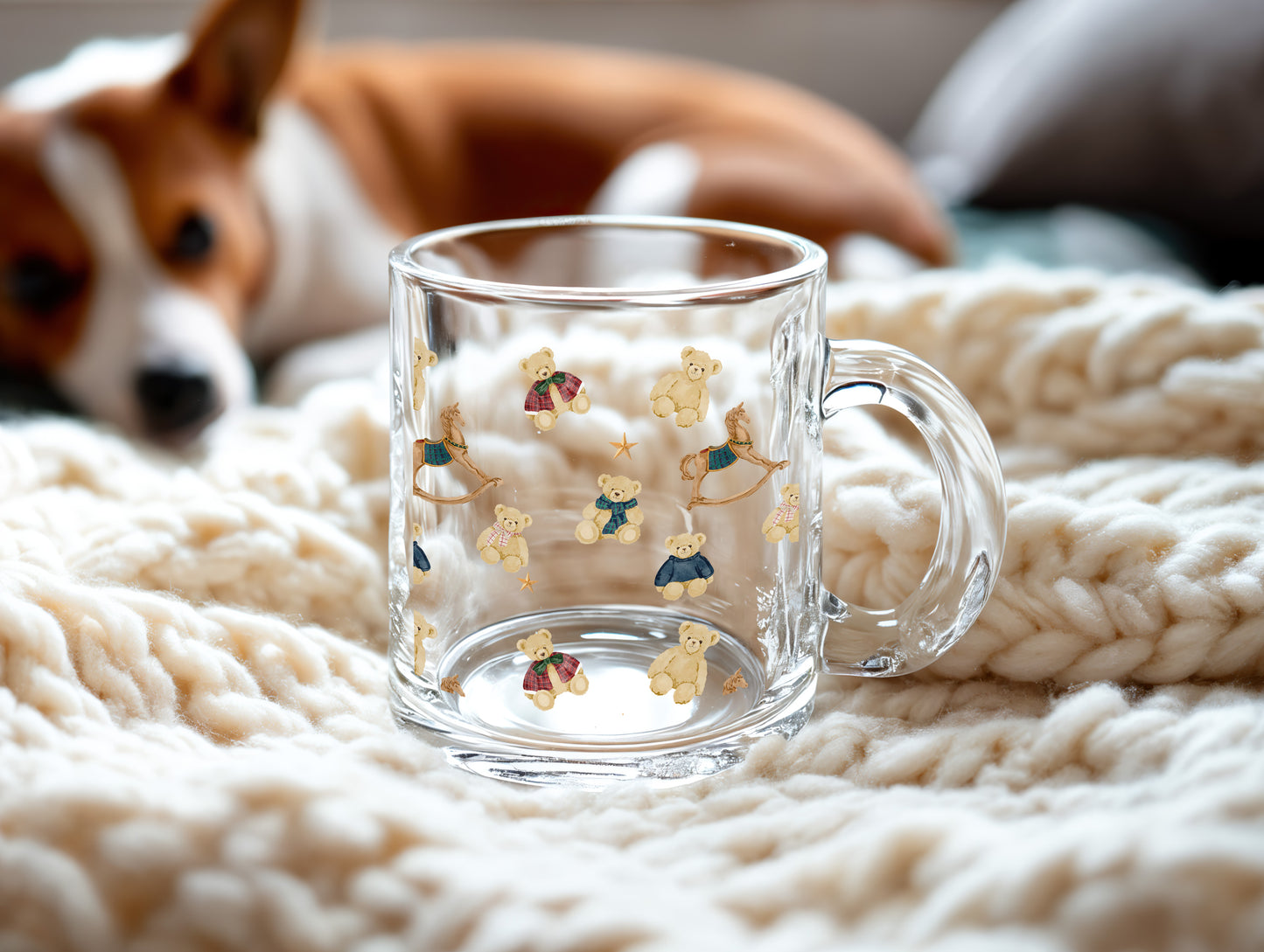 Adorable Teddy Bear Patterned Transparent Mug