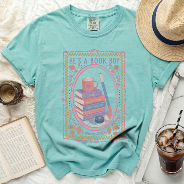 He's A Book Boy Hockey Tee in Island Reef