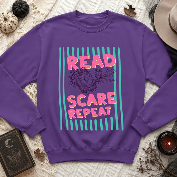 Read, Scare, Repeat Sweatshirt in Purple