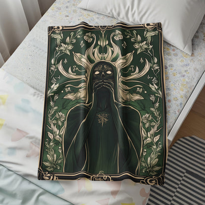 Enigmatic Figure in Floral Motif Warm Cozy Cover