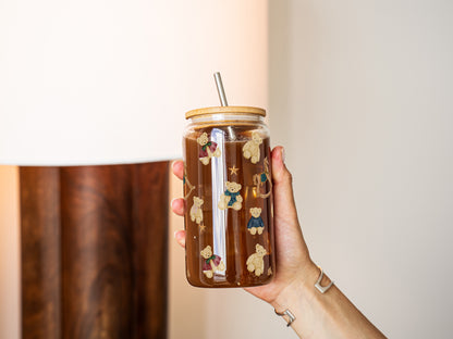 Cute Teddy Bear Decorated Drinking Glass Product