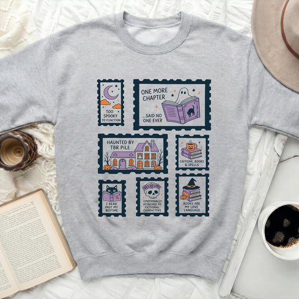 Spooky Reader's Halloween Sweatshirt in Sport Grey