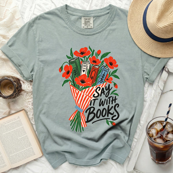 Say It With Books Tee in Bay