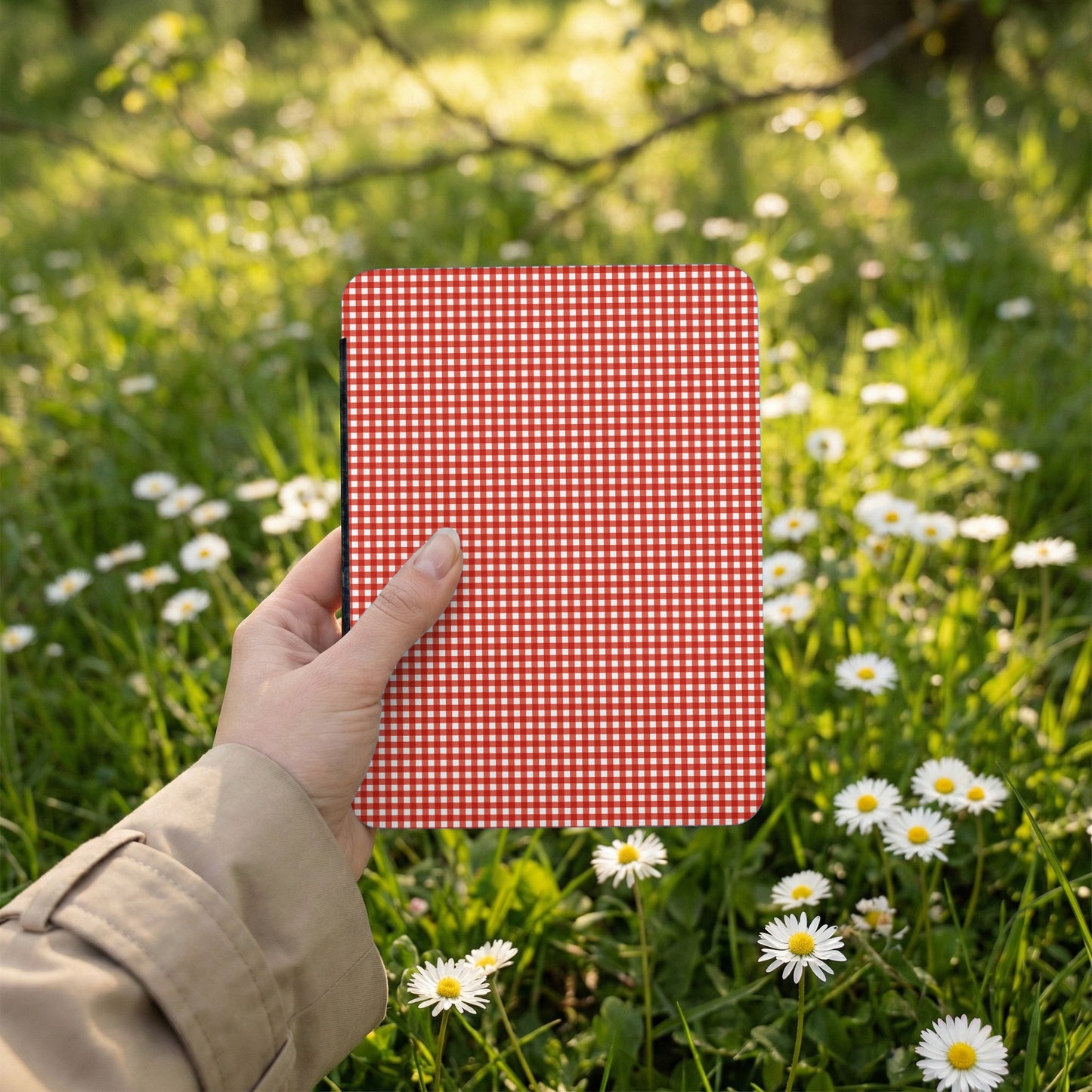 Red and White Checkered Hardcover Notebook