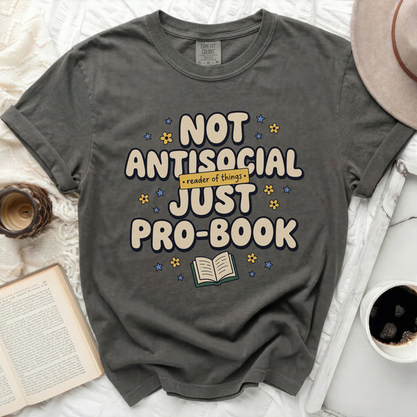 Not Antisocial Pro-Book Tee in Pepper