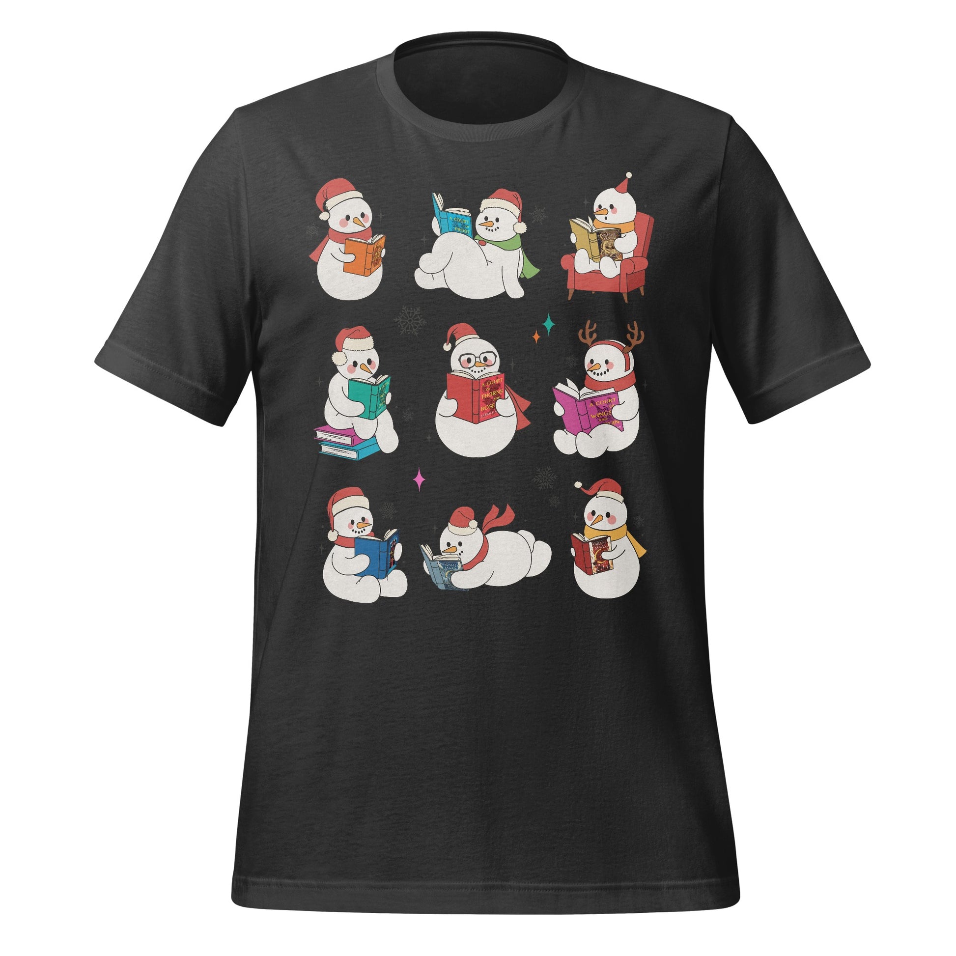Snowman Reading Books Graphic T-Shirt