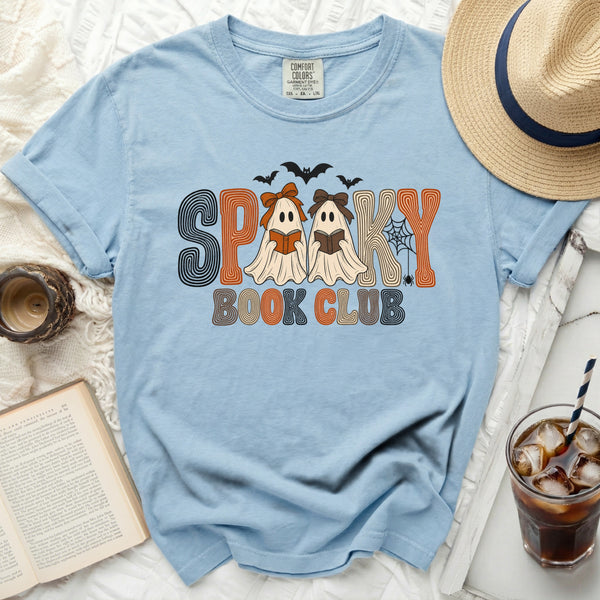Spooky Book Club Coffee Tee in Chambray