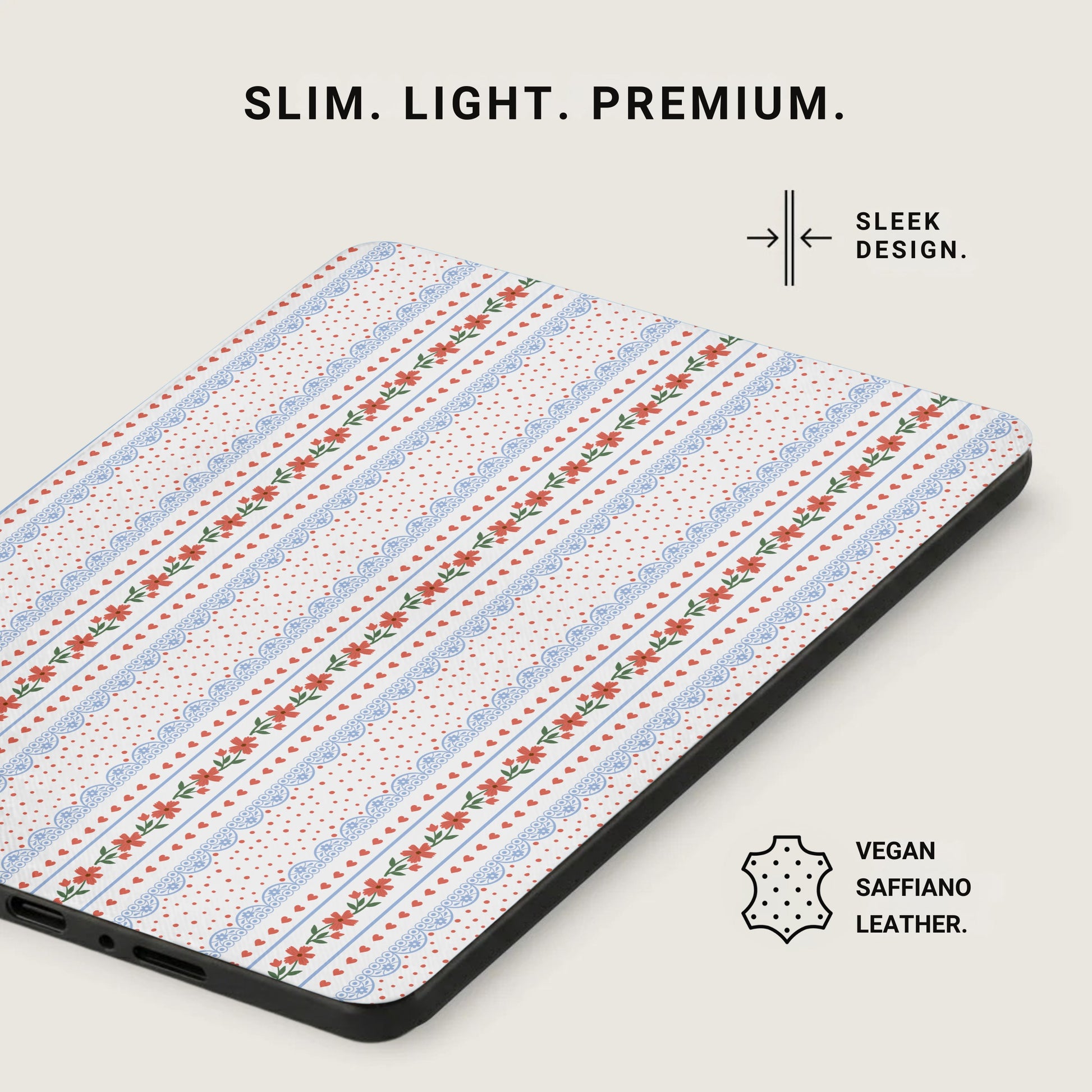 Slim Light Premium Sleek Design Vegan Saffiano Leather Case