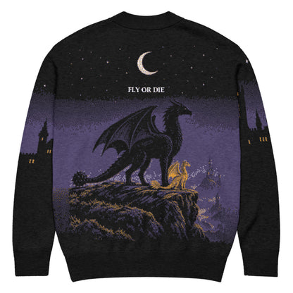 Fly or Die Basgiath Night Knitted Cardigan flat back