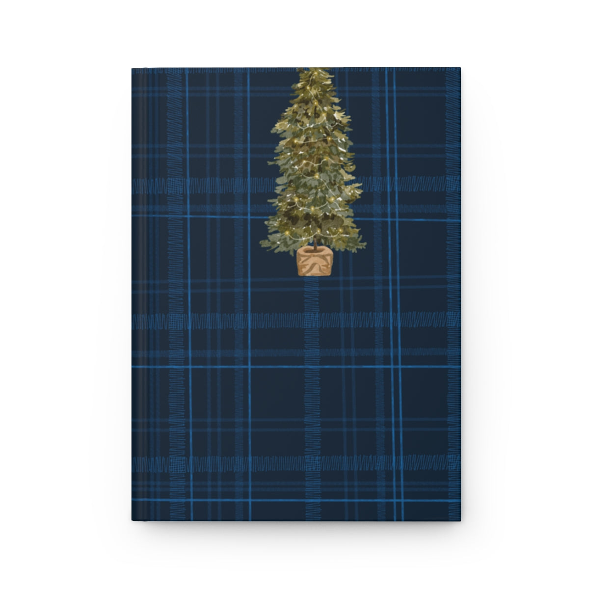 Blue Plaid Print with Potted Christmas Tree Notebook