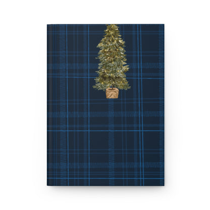 Blue Plaid Print with Potted Christmas Tree Notebook