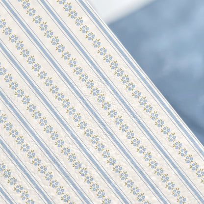 Floral Blue and White Pattern Diagonal Stripe Product