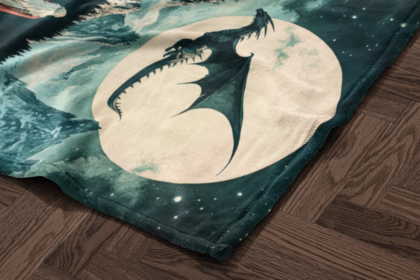 Enchanting Dark Dragon Moon Artistic Blanket Product