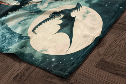 Enchanting Dark Dragon Moon Artistic Blanket Product