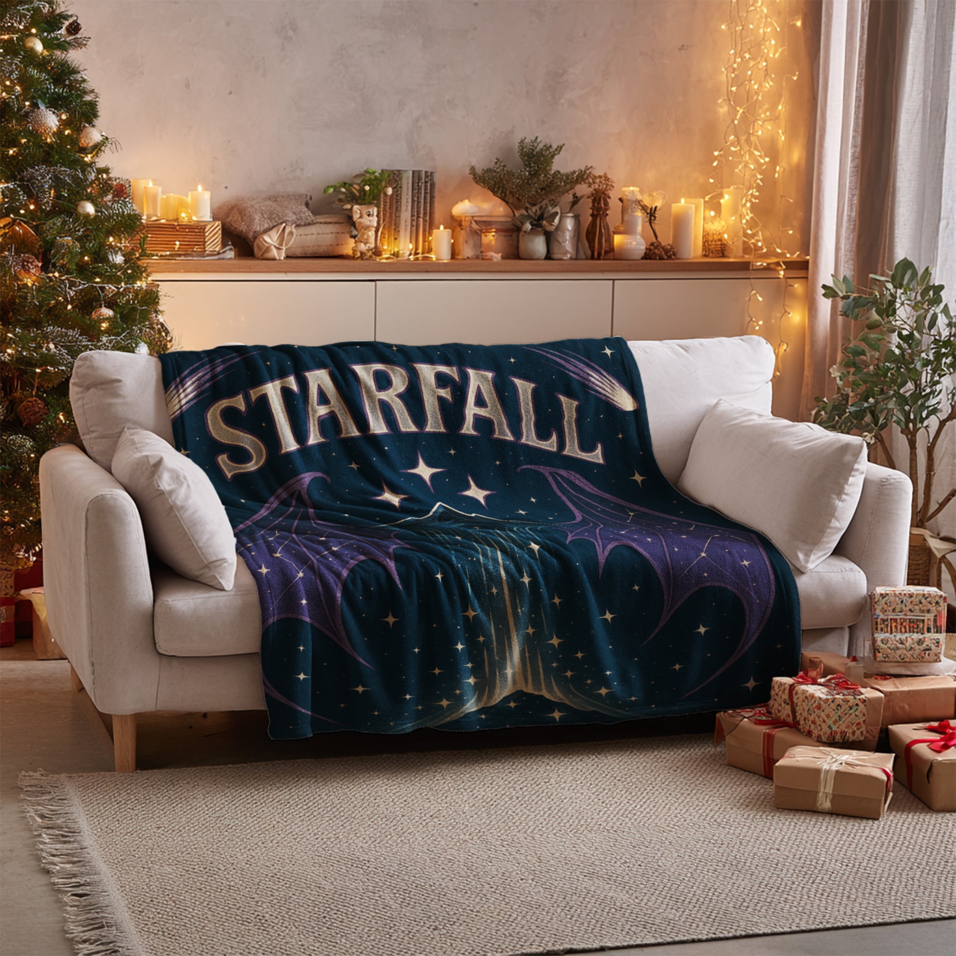 Starfall Blanket with Fantasy Night Sky Theme