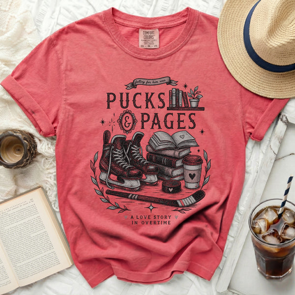 Pucks & Pages Love Story Tee in Watermelon