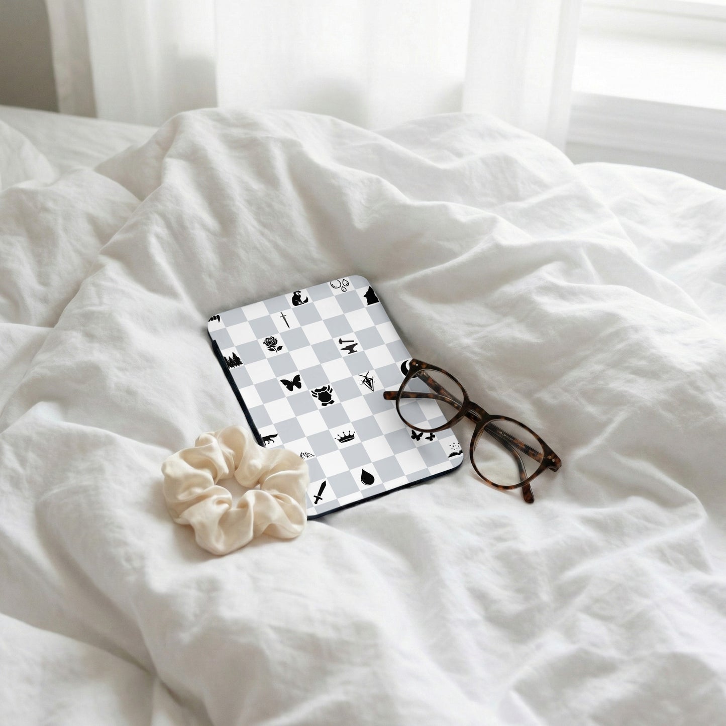Gray White Checkerboard Fantasy Elements Coaster product type