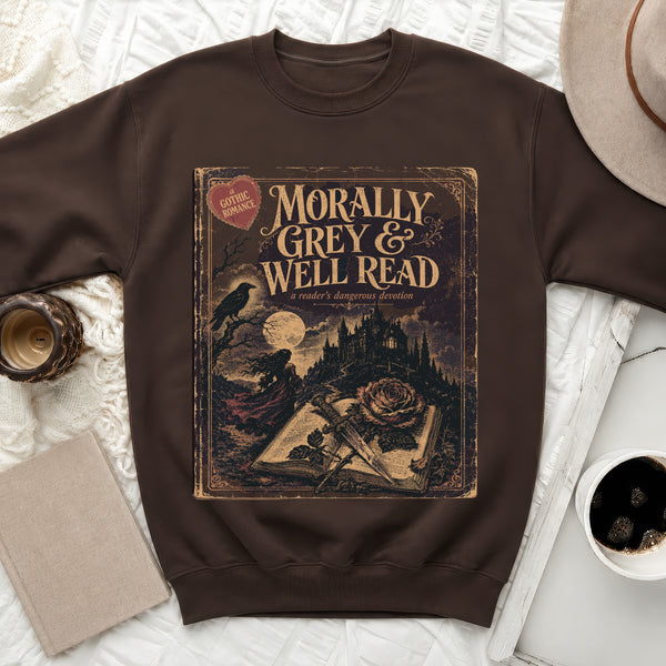 Morally Grey Gothic Sweatshirt in Dark Chocolate