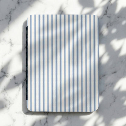 Blue and White Vertical Striped Notebook Product
