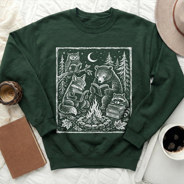 Campfire Critters Sweatshirt in Forest Green