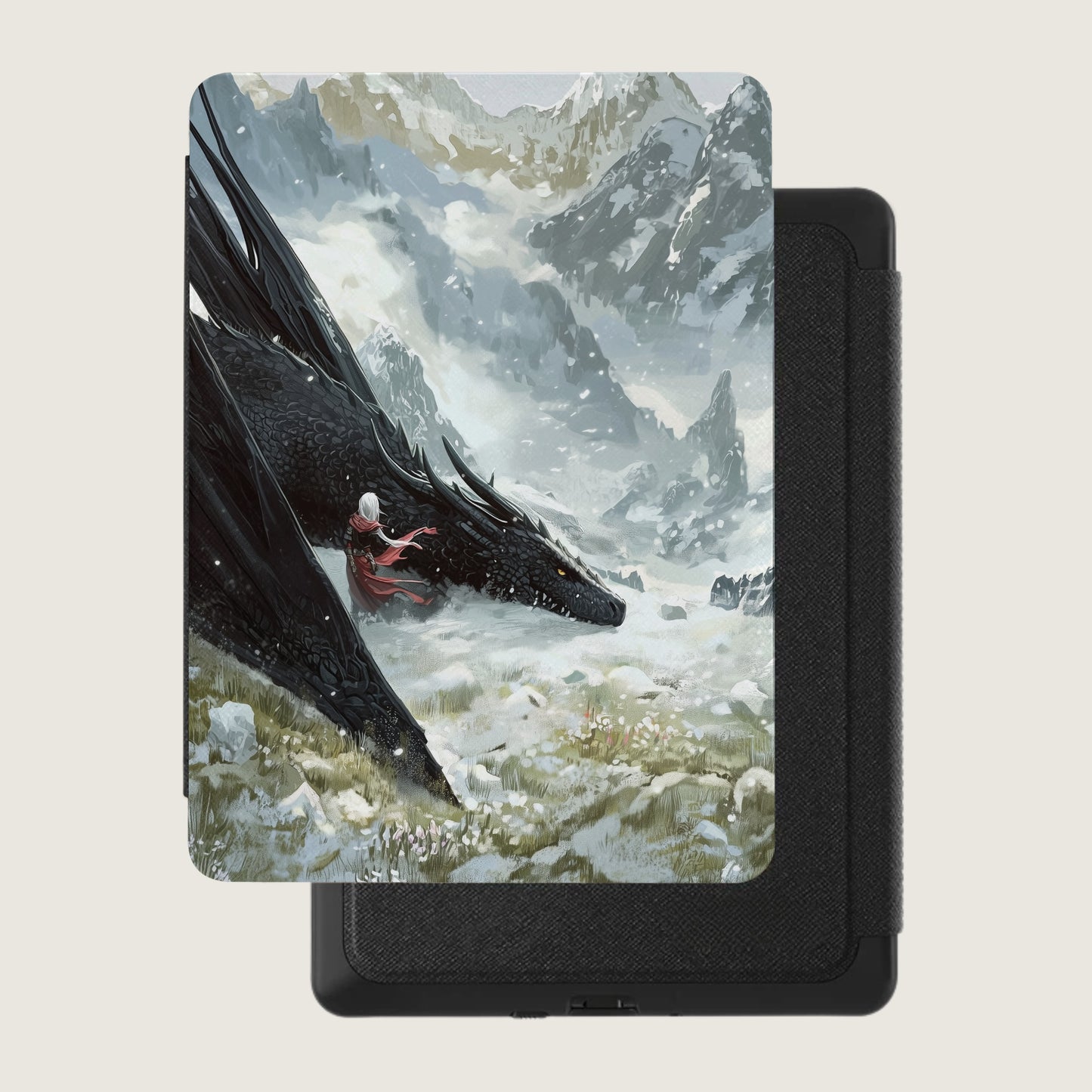 Black Dragon Snowy Mountains Fantasy Artwork product type