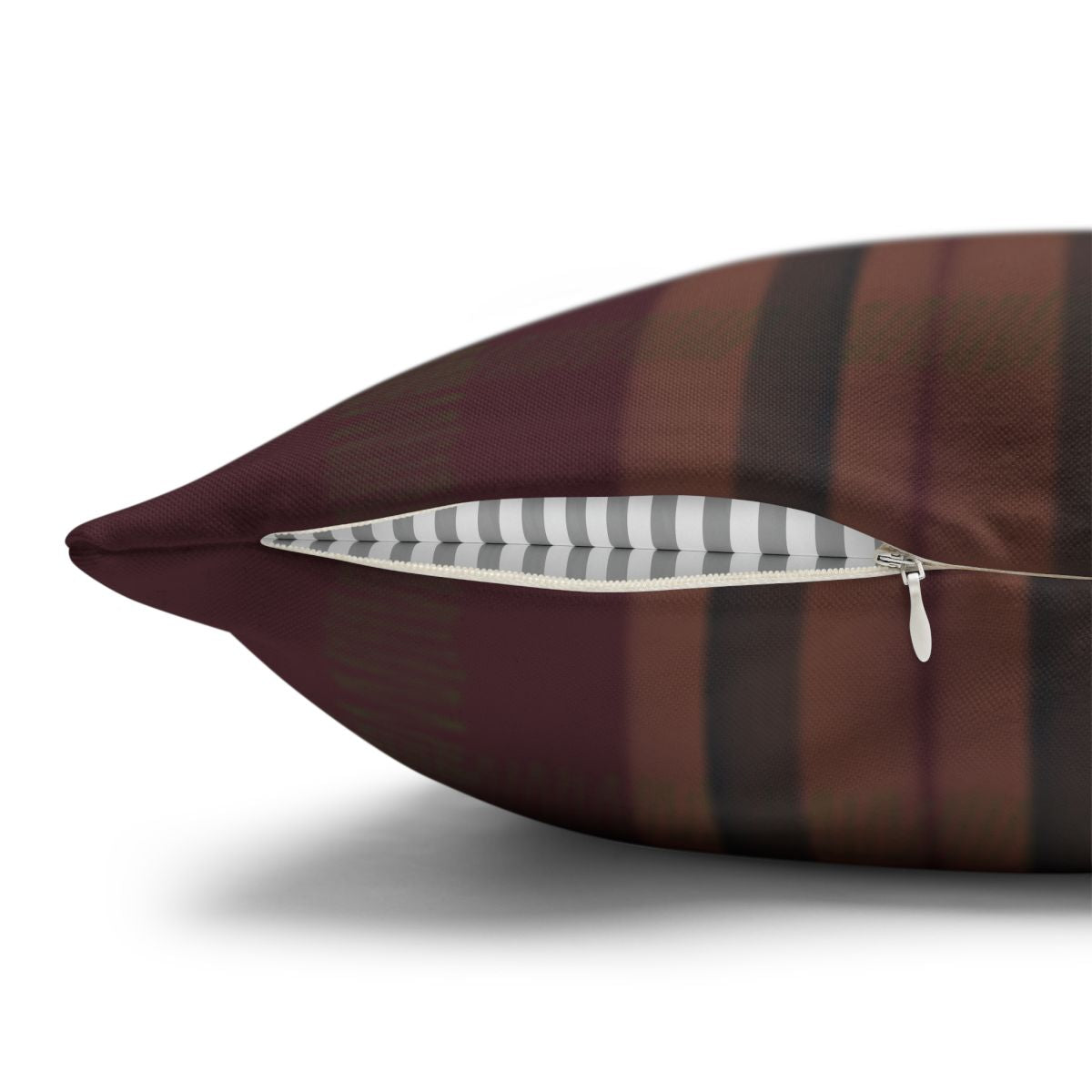 Striped Maroon and Brown Patterned Decorative Pillow