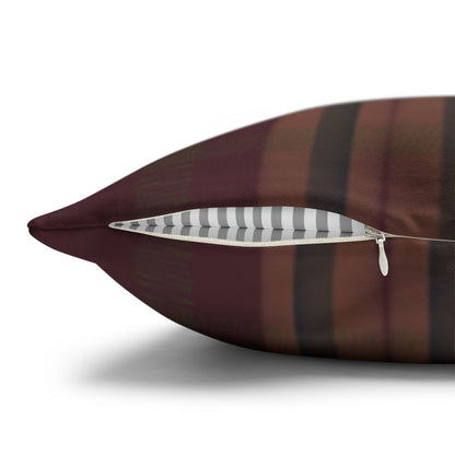 Striped Maroon and Brown Patterned Decorative Pillow
