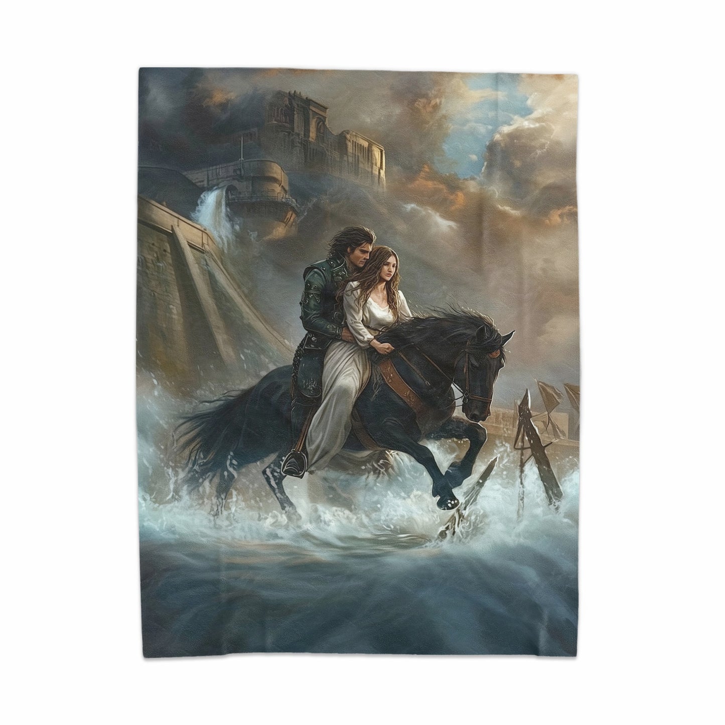 Enchanting Horse Riding Scene Art Fantasy Blanket