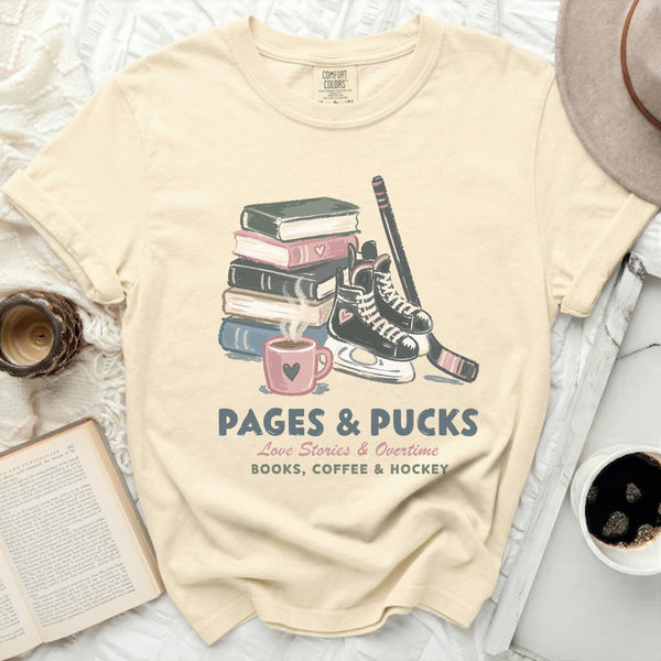 Pages & Pucks Hockey Fan Tee in Ivory