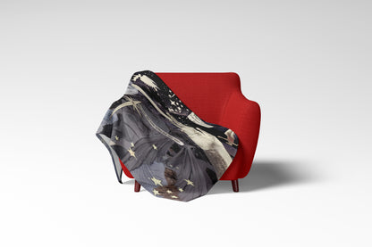 Cozy Red Armchair with Stylish Patterned Blanket