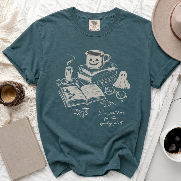 Spooky Plots Tee in Blue Spruce