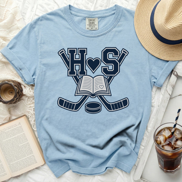 H+S Heart & Hockey Tee in Chambray