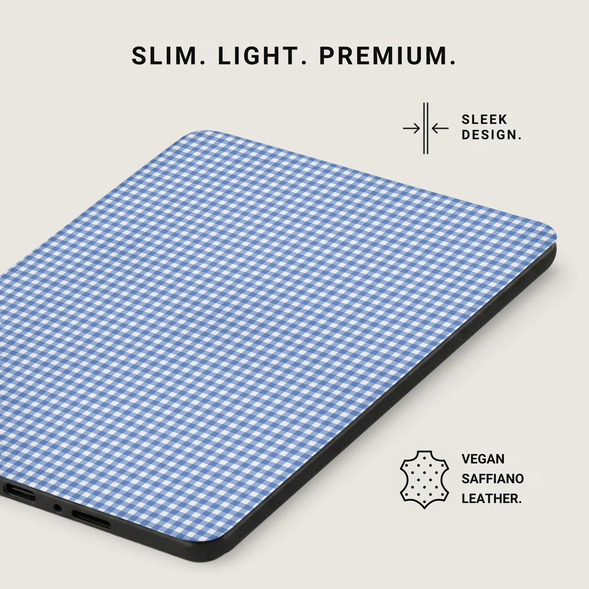 Slim Light Premium Blue Gingham Design Sleek Product