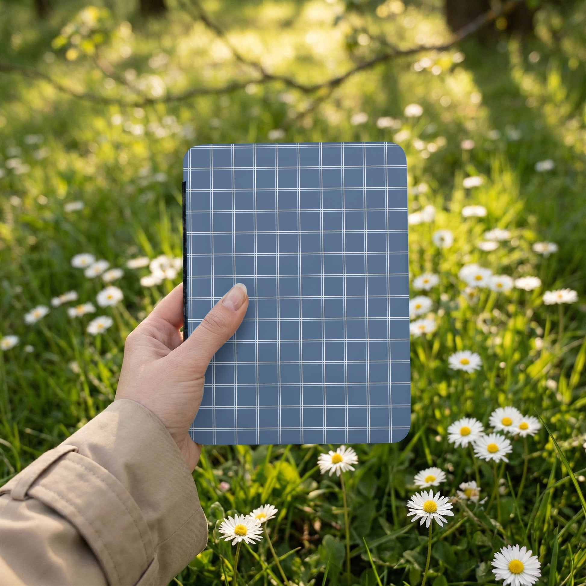 Blue Grid Pattern Design Hard Cover Notebook
