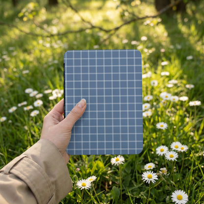 Blue Grid Pattern Design Hard Cover Notebook