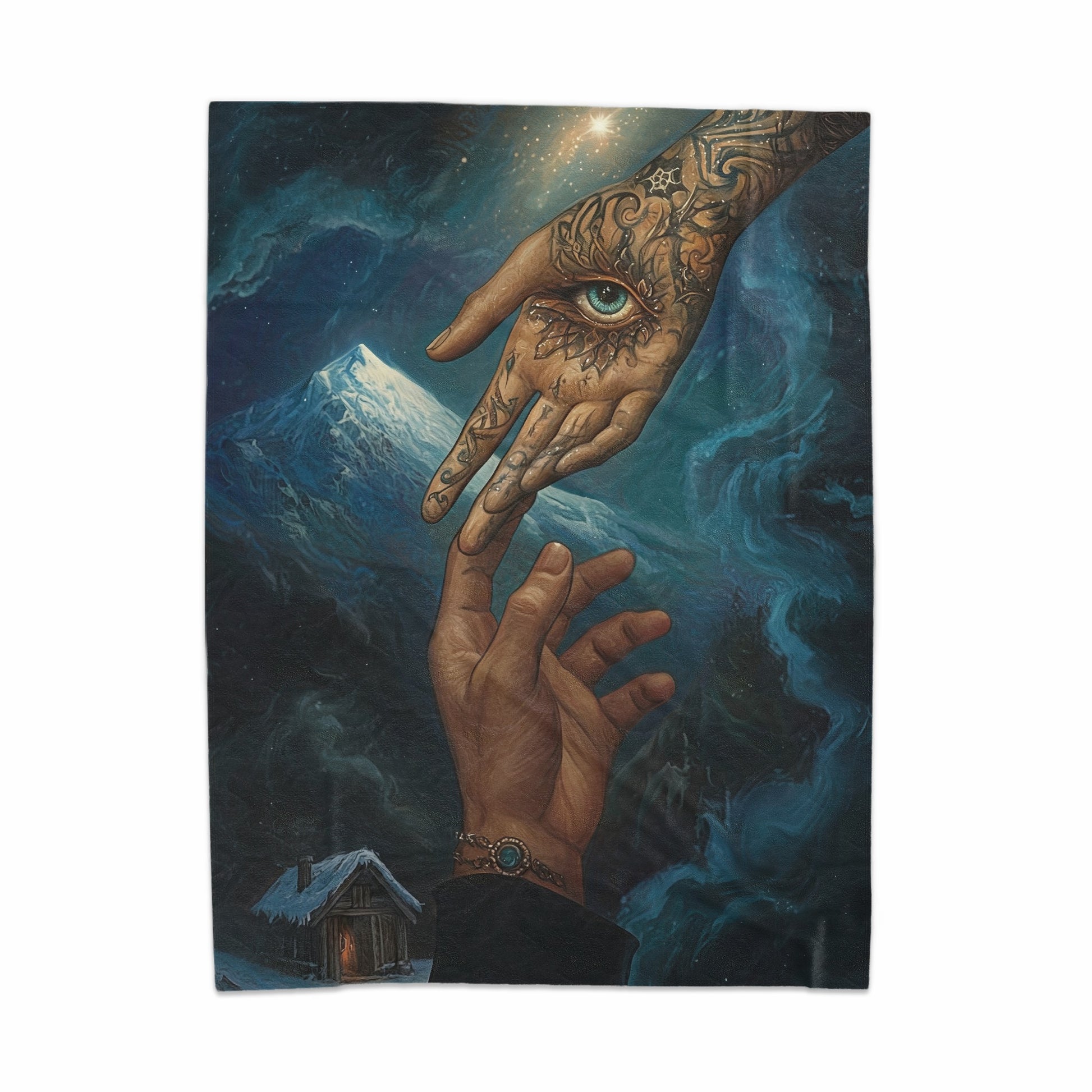 Mystical Artwork Blanket with Hands and Eye Design