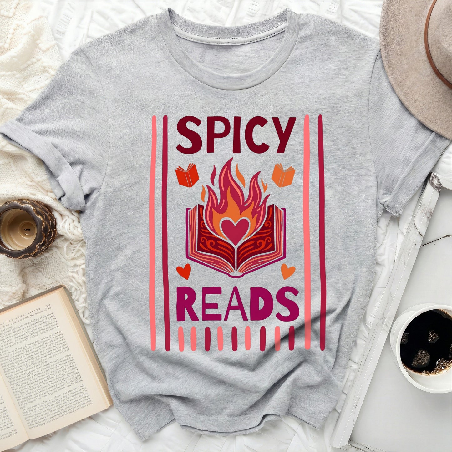 SPICY READS Book Flame Heart Lover product type
Spicy Reads, Book Lover, Reader Gift, Bookworm Tee, Literary Shirt, Flame Book, Heart Design, Reading Shirt, Bibliophile Top, Unique Graphic, Vibrant Print, Bookish Apparel, Romance Reads, Hot Reads, Novel Fan, Story Teller, Book Club, Gift Reader, Book Art, Book Nerd