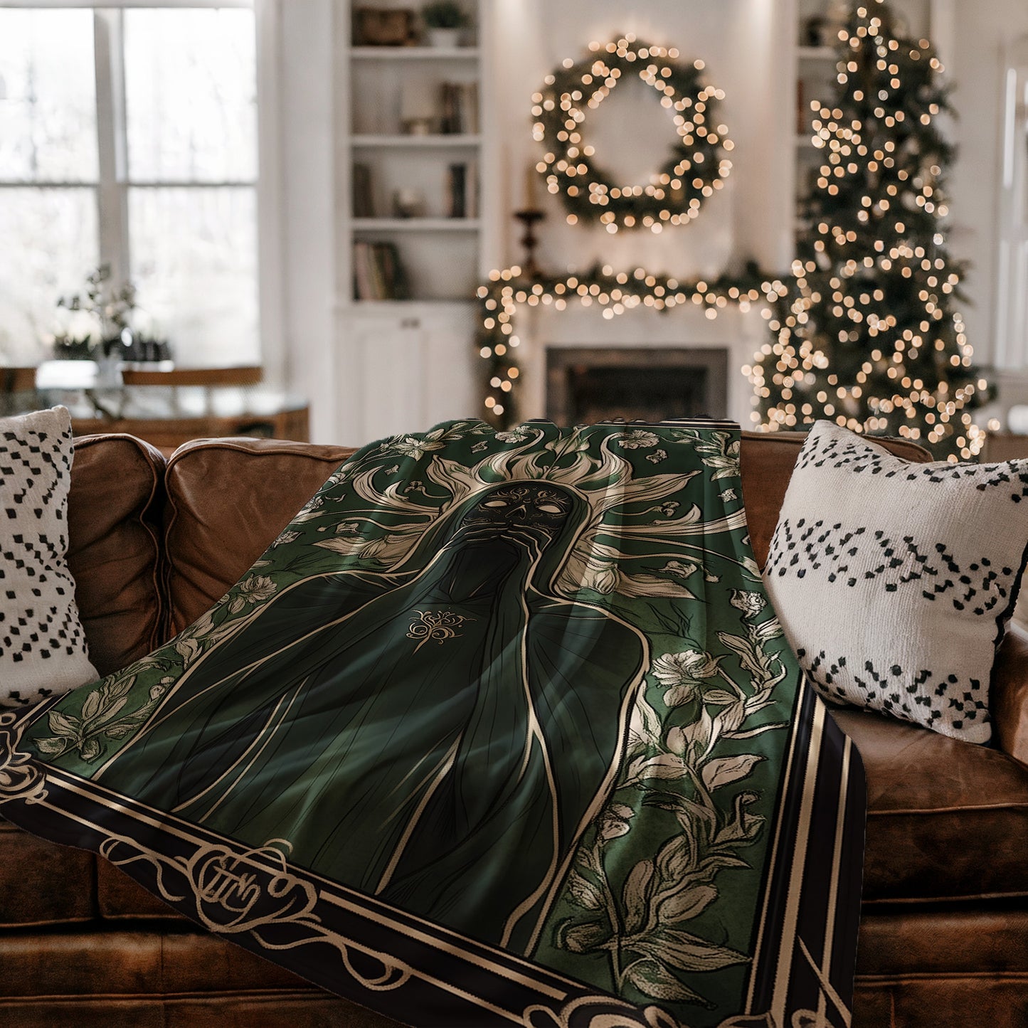 Mystical Woman and Floral Patterns Blanket