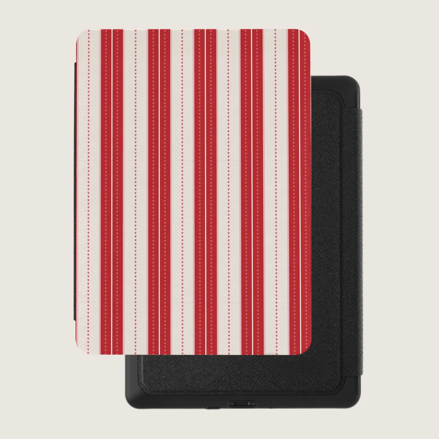 Red and White Vertical Stripes Design Kindle Case