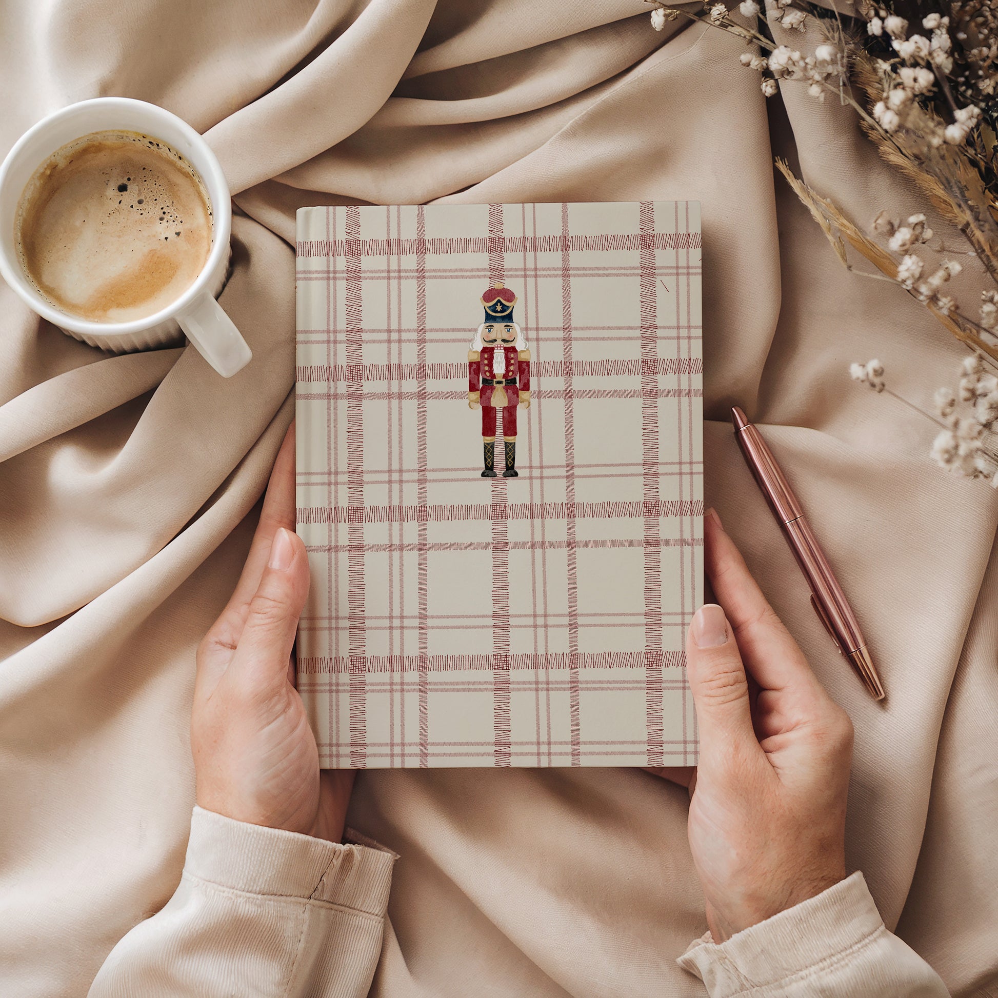 Plaid Patterned Notebook with Nutcracker Design