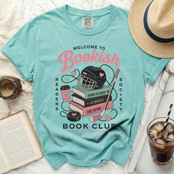 Bookish Hockey Romance Club Tee in Island Reef