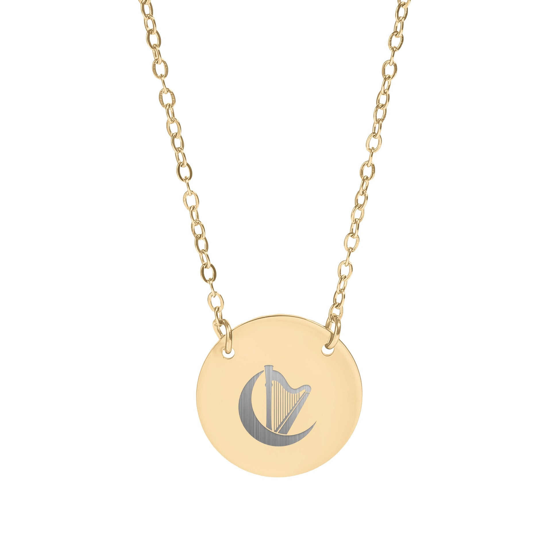 Elegant Gold Chain Necklace with Harp Pendant Design
