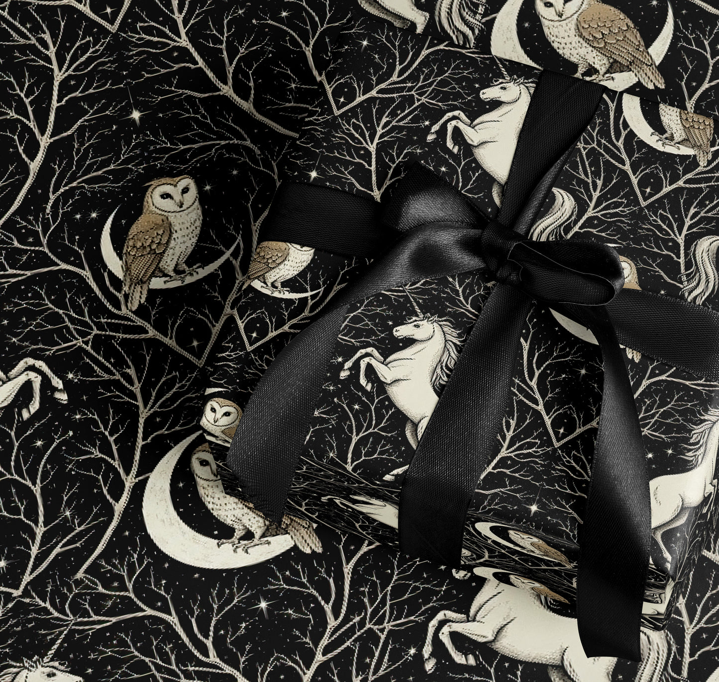 Mystical Owls and Horses Art Print Gift Wrap