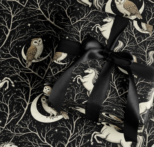 Mystical Owls and Horses Art Print Gift Wrap