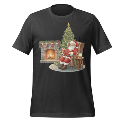 Santa Relaxing by Fireplace Christmas T-Shirt
