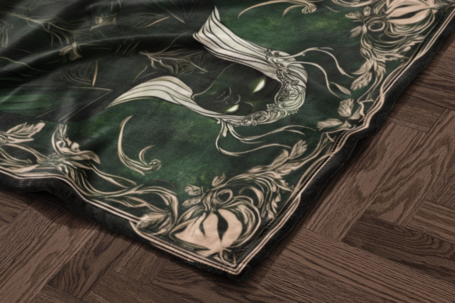 Mystical Green and Beige Patterned Blanket