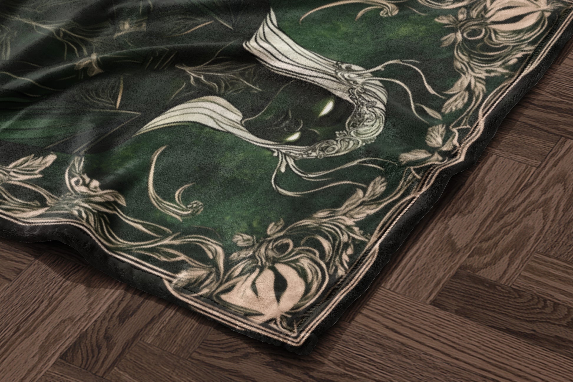 Mystical Green and Beige Patterned Blanket