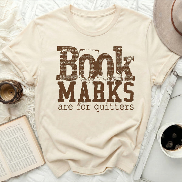 BOOK MARKS are for quitters Tee in Natural