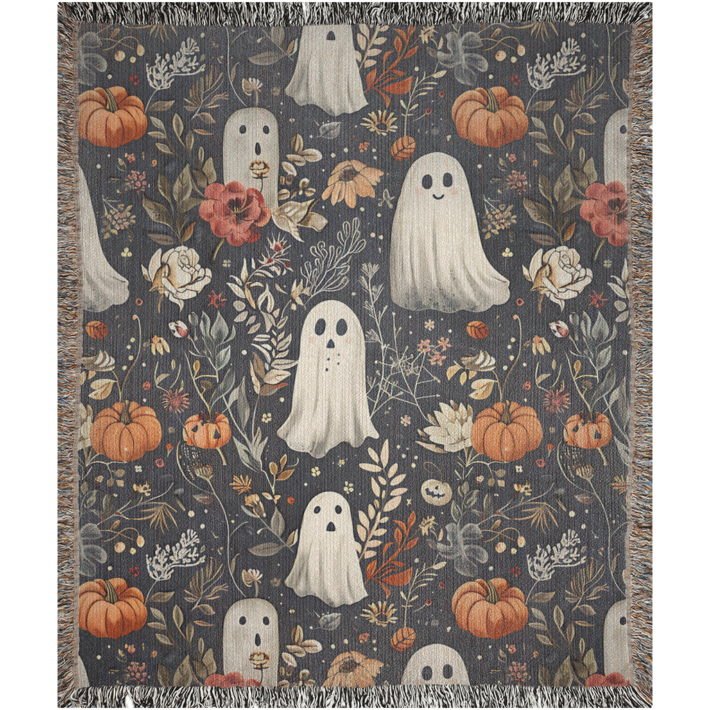 🎃 Spooky Ghost Woven Blanket - Cozy Up for Halloween 🎃